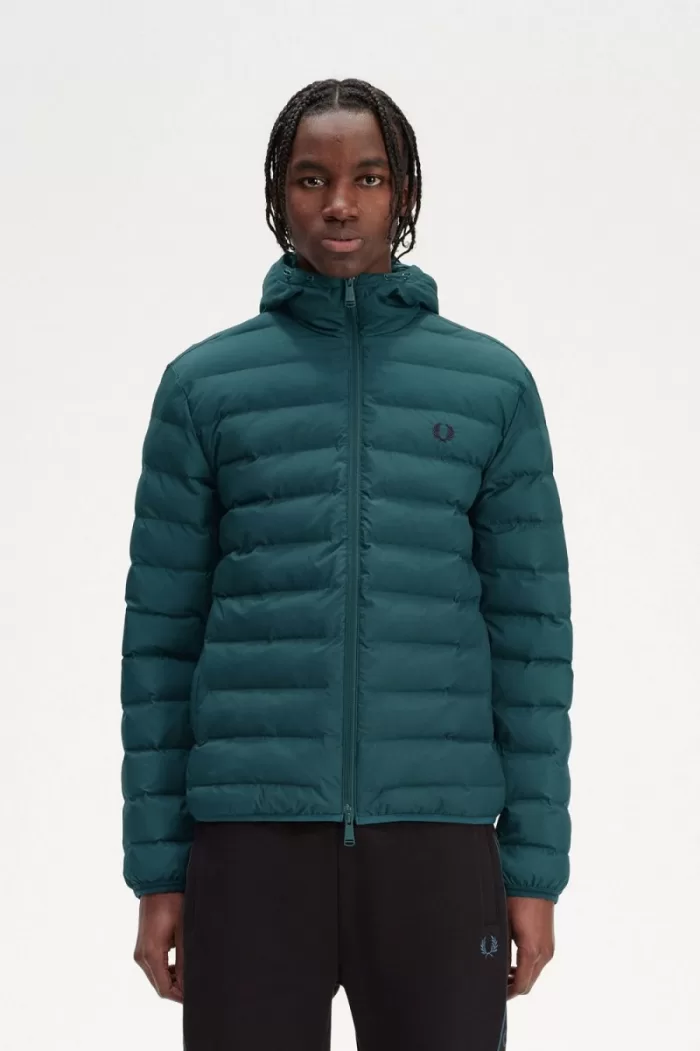 Fred Perry Hooded Insulated Men’s Jackets Petrol Blue | YPOAF7842