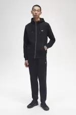 Fred Perry Hooded Zip Through Men’s Sweatshirts Black | IFJXL8302