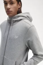 Fred Perry Hooded Zip Through Men’s Sweatshirts Grey | LZGWF1780