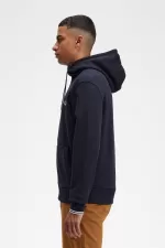 Fred Perry Hooded Zip Through Men’s Sweatshirts Navy | PENVI1976