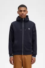 Fred Perry Hooded Zip Through Men’s Sweatshirts Navy | PENVI1976