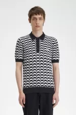 Fred Perry Jacquard Knitted Men’s Shirt Black | YKXEG3097