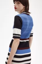 Fred Perry Jacquard Knitted Stripe Women’s Dress Twilight Blue | QJMKX9468