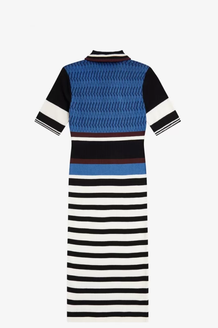 Fred Perry Jacquard Knitted Stripe Women’s Dress Twilight Blue | QJMKX9468