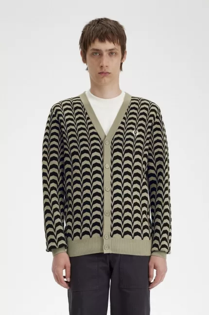 Fred Perry Jacquard Men’s Cardigan Warm Grey | AVDFY4061