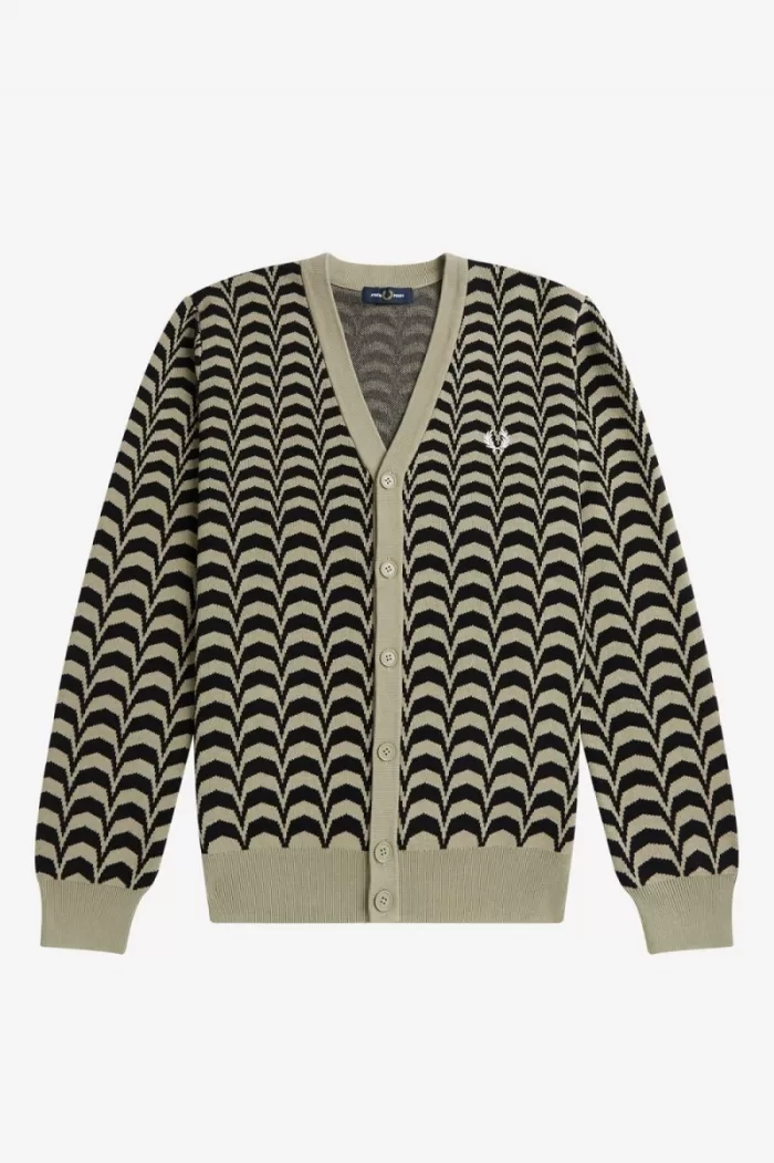 Fred Perry Jacquard Men’s Cardigan Warm Grey | AVDFY4061