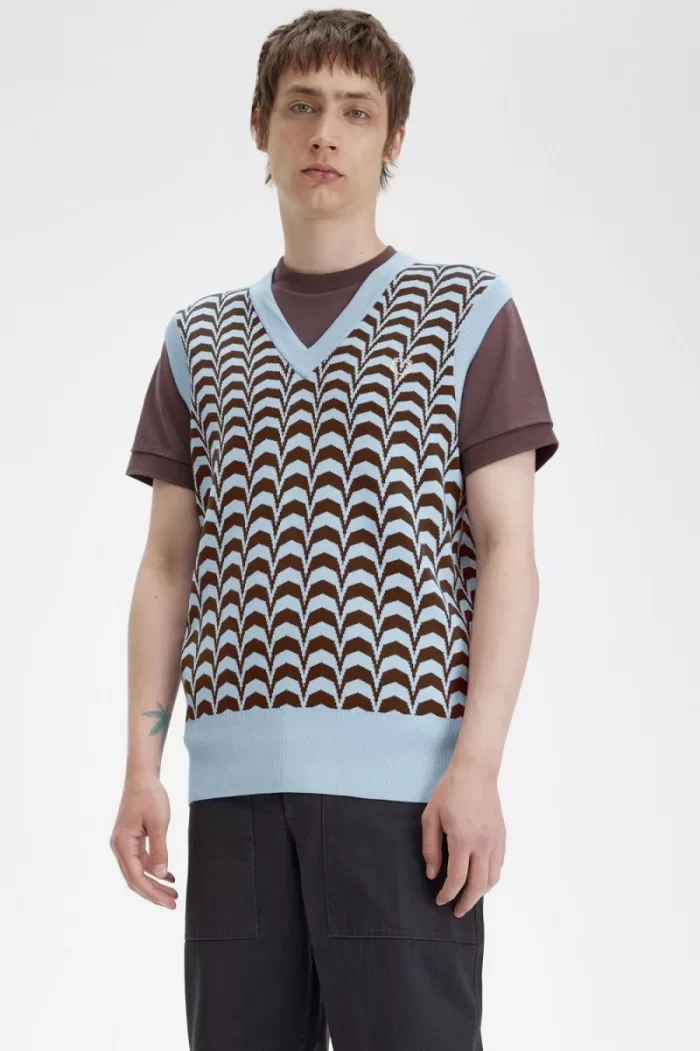 Fred Perry Jacquard Men’s Tanks Turquoise | FYPQD6412