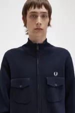 Fred Perry Knitted Men’s Track Jackets Navy | VUYKF1760