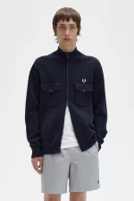 Fred Perry Knitted Men’s Track Jackets Navy | VUYKF1760