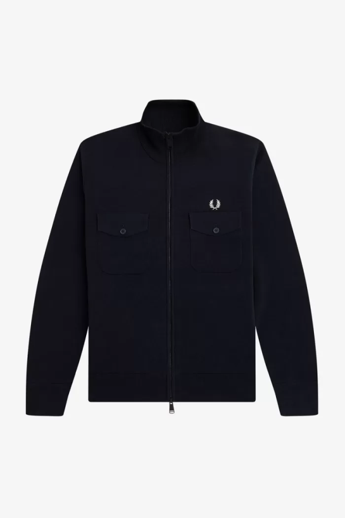 Fred Perry Knitted Men’s Track Jackets Navy | VUYKF1760