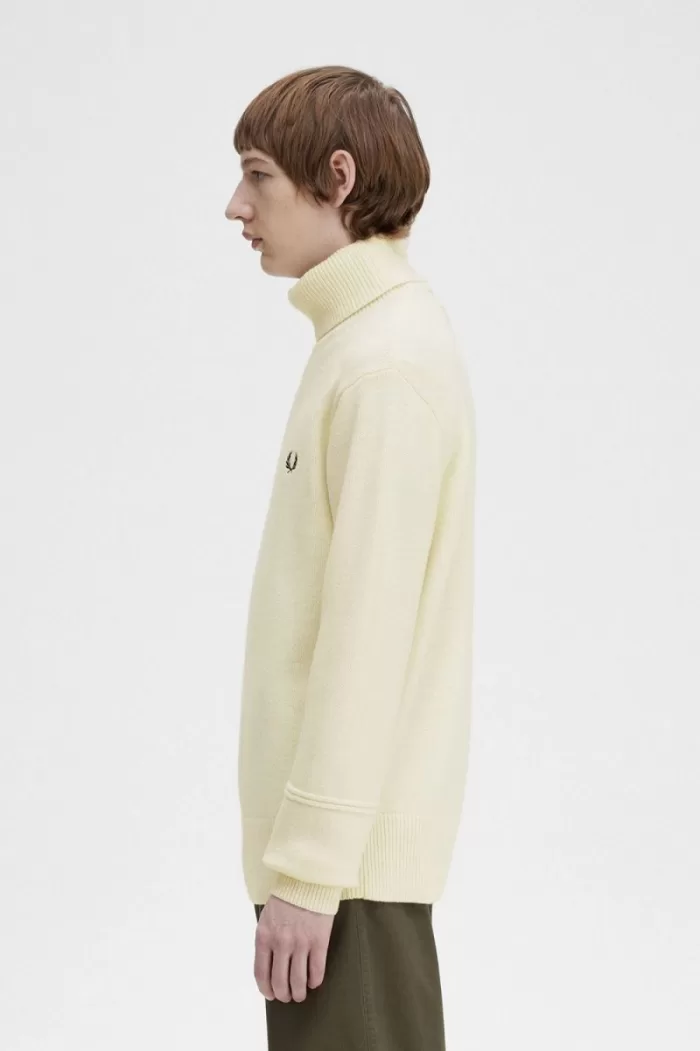 Fred Perry Knitted Roll Neck Men’s Jumper Beige | VUJLQ3016