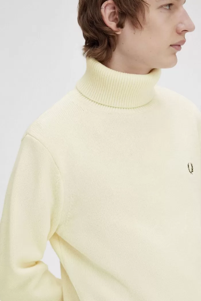 Fred Perry Knitted Roll Neck Men’s Jumper Beige | VUJLQ3016