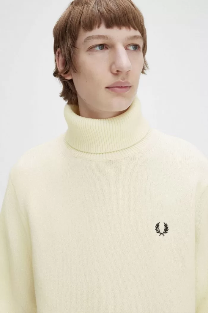 Fred Perry Knitted Roll Neck Men’s Jumper Beige | VUJLQ3016