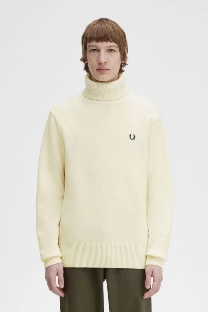 Fred Perry Knitted Roll Neck Men’s Jumper Beige | VUJLQ3016