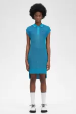 Fred Perry Knitted Shirt Women’s Dress Cyber Blue | BFMIQ7639