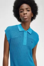 Fred Perry Knitted Shirt Women’s Dress Cyber Blue | BFMIQ7639