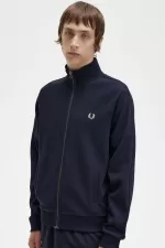 Fred Perry Knitted Tape Men’s Track Jackets Navy | JGZUE8675