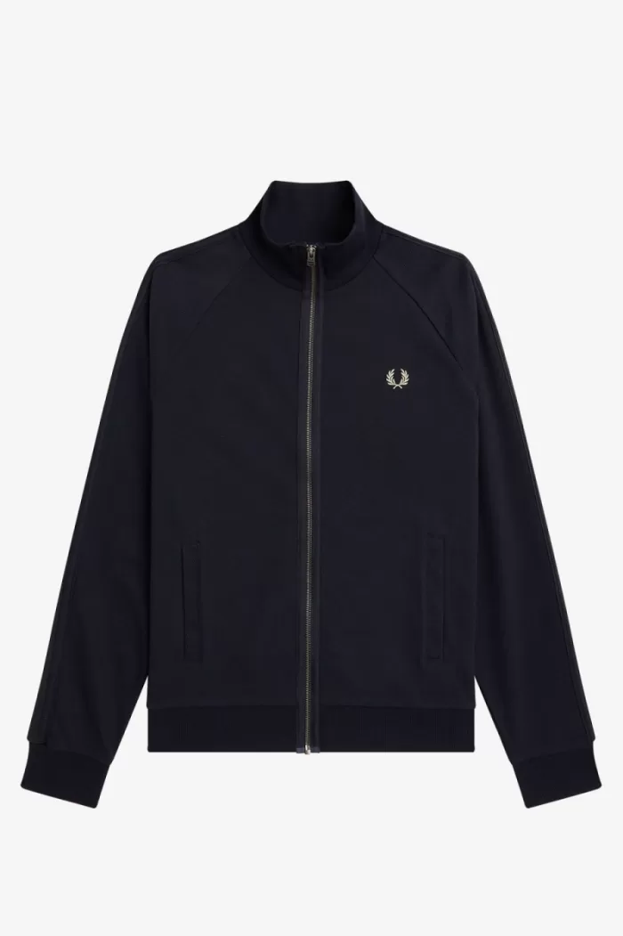 Fred Perry Knitted Tape Men’s Track Jackets Navy | JGZUE8675