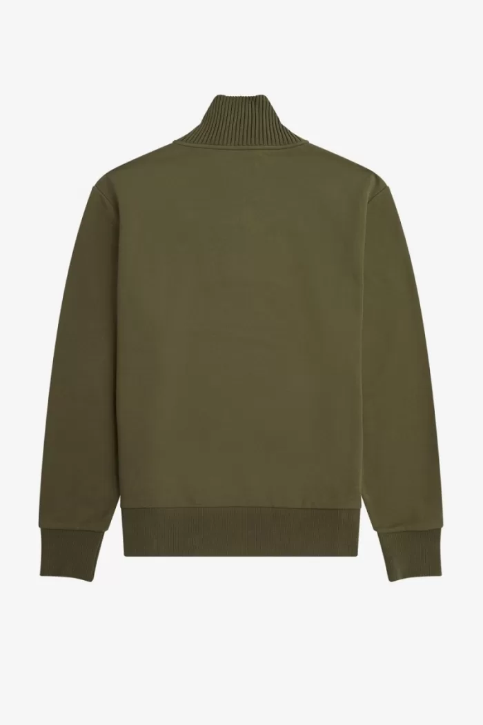 Fred Perry Knitted Trim Zip Neck Men’s Sweatshirts Uniform Green | GUAML4570