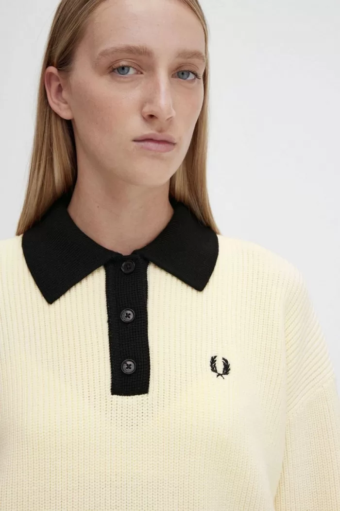 Fred Perry Knitted Women’s Shirt Beige | UQCFE5382