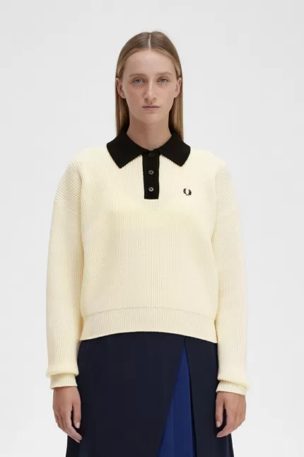 Fred Perry Knitted Women’s Shirt Beige | UQCFE5382