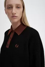 Fred Perry Knitted Women’s Shirt Black | OIPXJ2357