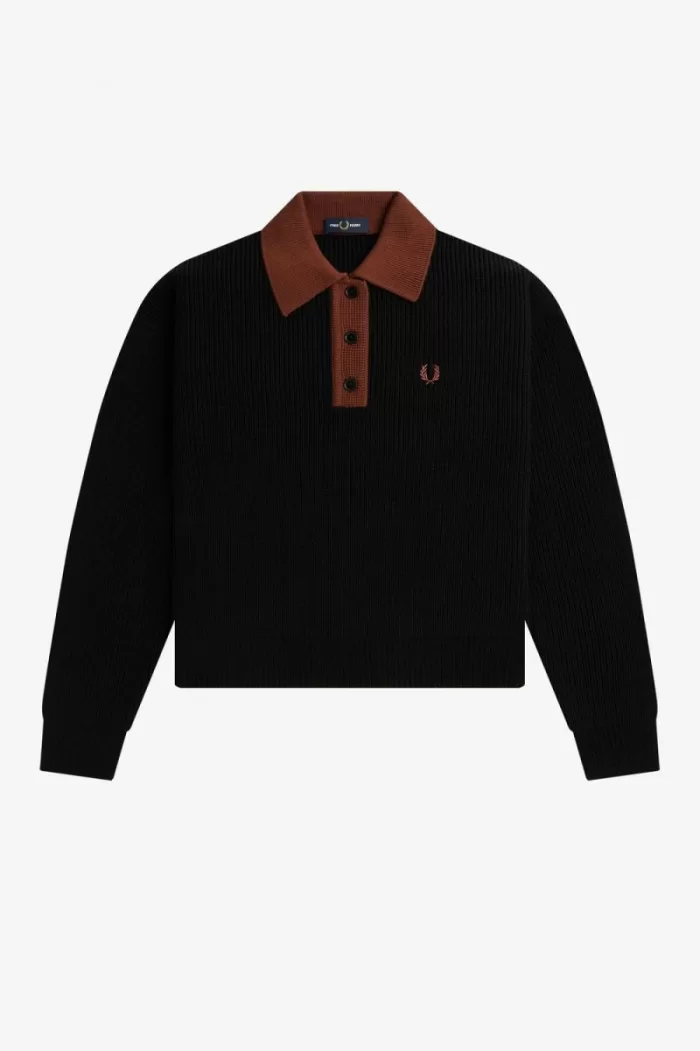 Fred Perry Knitted Women’s Shirt Black | OIPXJ2357