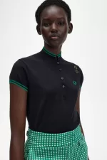 Fred Perry Knitted Women’s Shirt Black | XSPFC6920