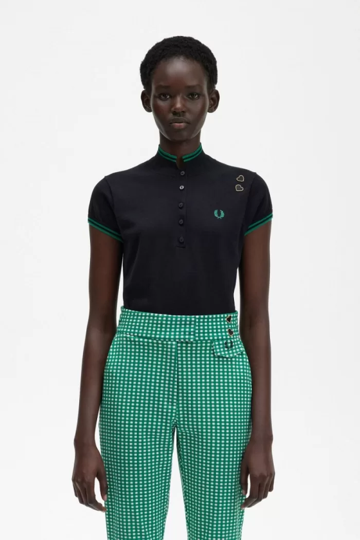 Fred Perry Knitted Women’s Shirt Black | XSPFC6920