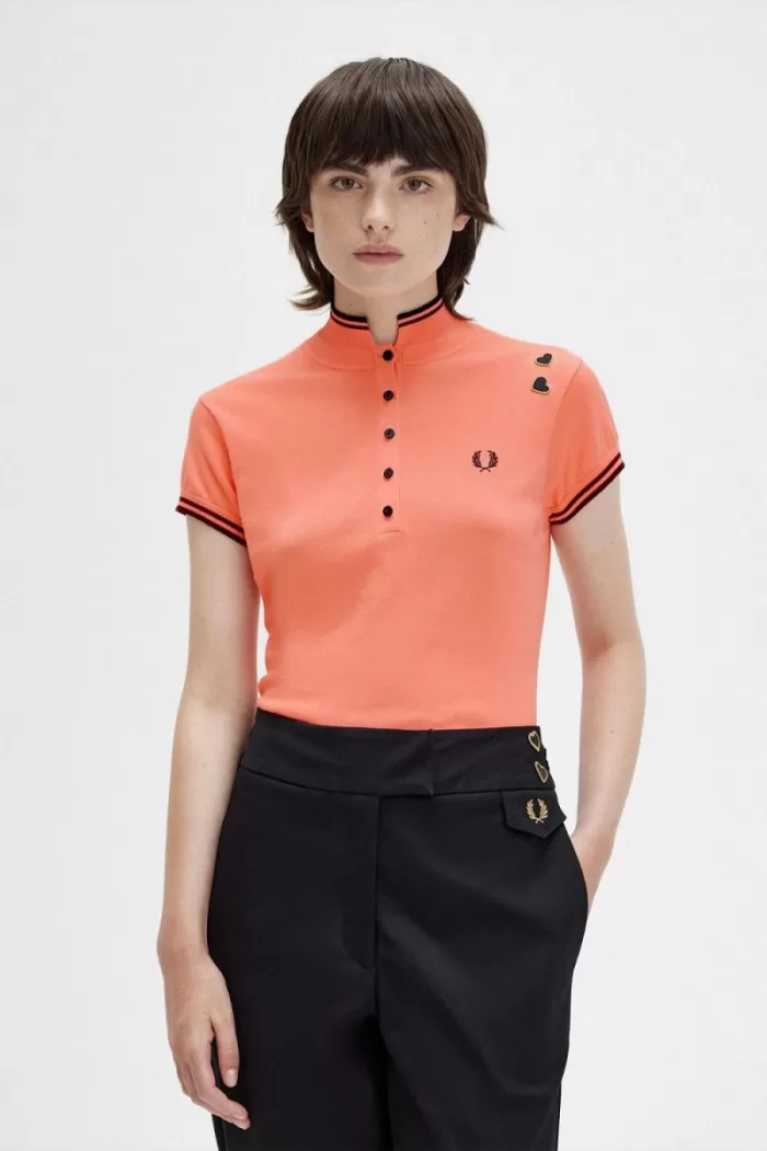 Fred Perry Knitted Women’s Shirt Coral Heat | UJYVC8094