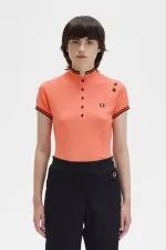 Fred Perry Knitted Women’s Shirt Coral Heat | UJYVC8094