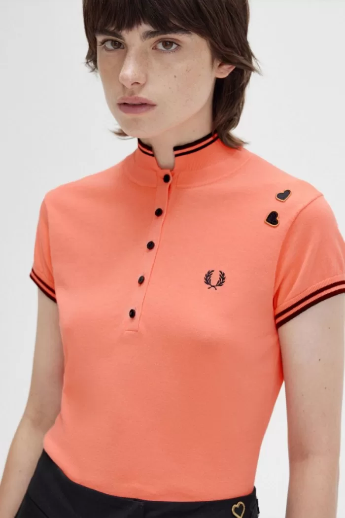 Fred Perry Knitted Women’s Shirt Coral Heat | UJYVC8094