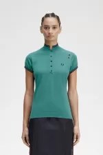 Fred Perry Knitted Women’s Shirt Deep Mint | FEPDB1890