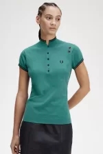 Fred Perry Knitted Women’s Shirt Deep Mint | FEPDB1890