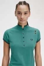 Fred Perry Knitted Women’s Shirt Deep Mint | FEPDB1890