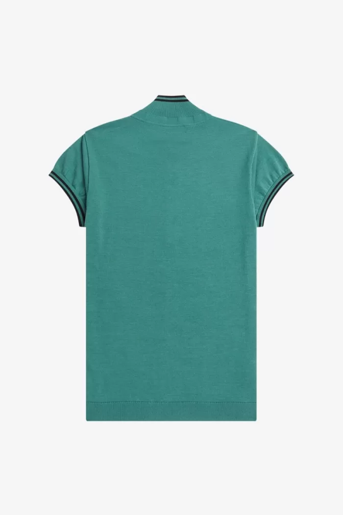 Fred Perry Knitted Women’s Shirt Deep Mint | FEPDB1890