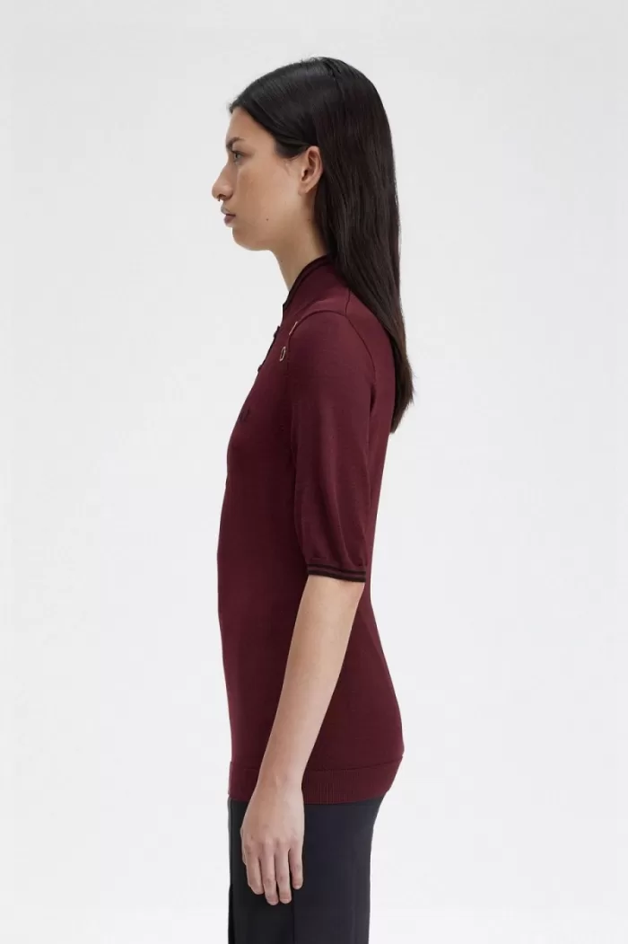 Fred Perry Knitted Women’s Shirt Oxblood | CLAOY5207