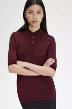 Fred Perry Knitted Women’s Shirt Oxblood | CLAOY5207