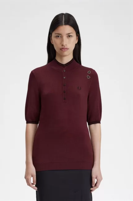 Fred Perry Knitted Women’s Shirt Oxblood | CLAOY5207