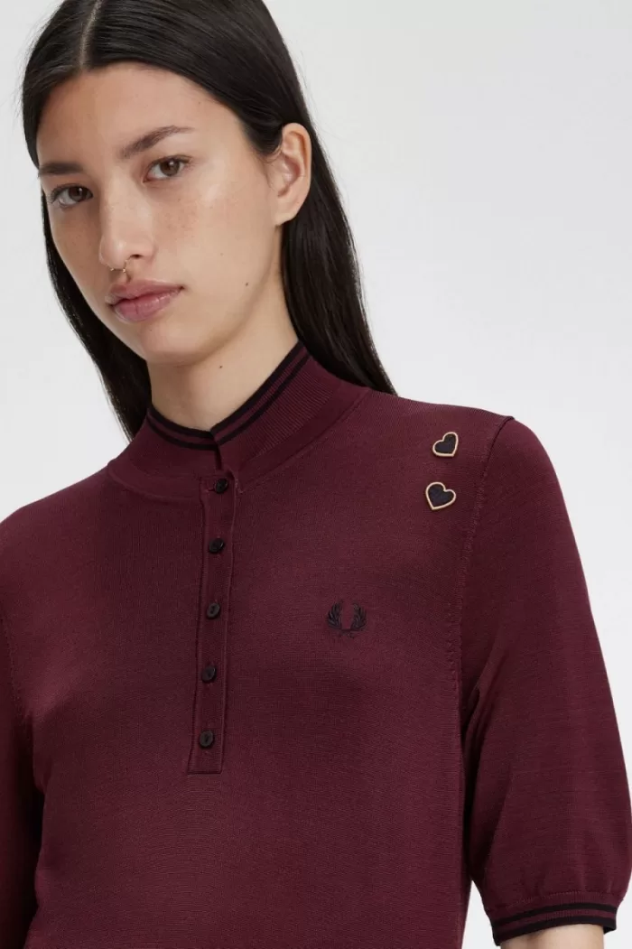 Fred Perry Knitted Women’s Shirt Oxblood | CLAOY5207