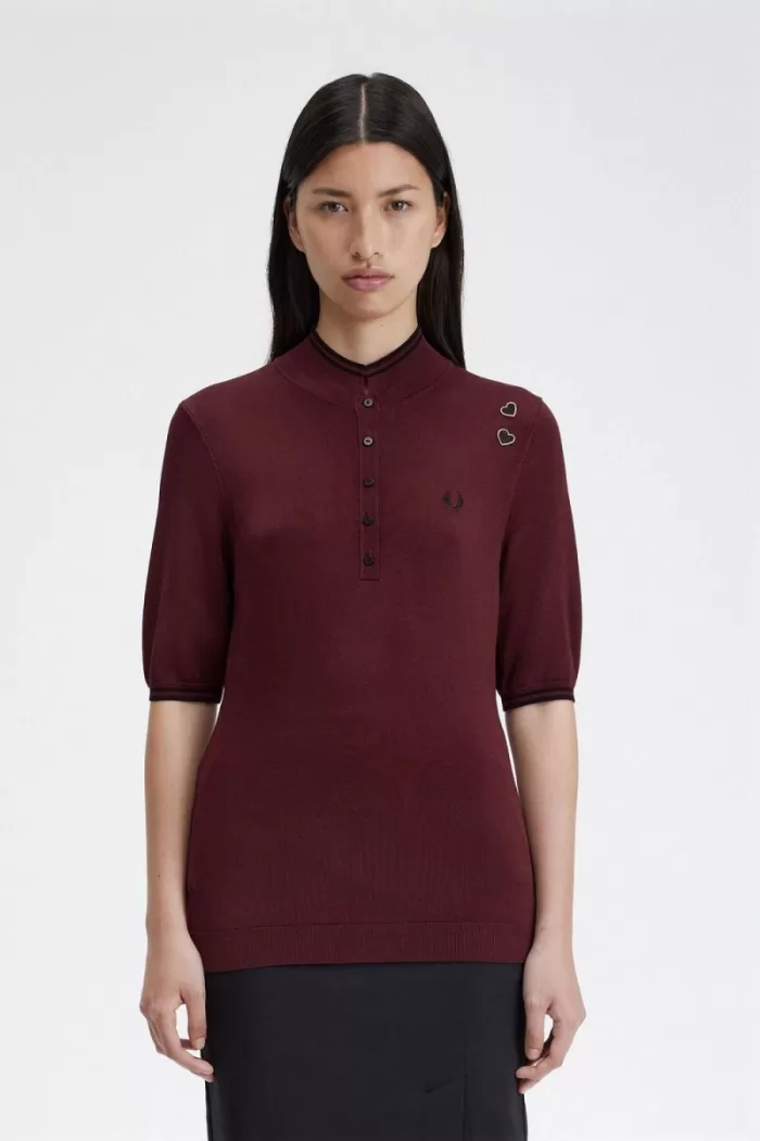 Fred Perry Knitted Women’s Shirt Oxblood | CLAOY5207