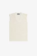 Fred Perry Lace Knit Men’s Tanks Beige | QZSET8315