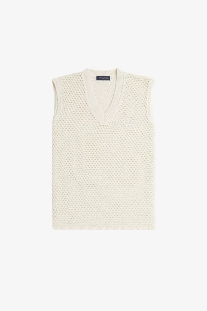 Fred Perry Lace Knit Men’s Tanks Beige | QZSET8315