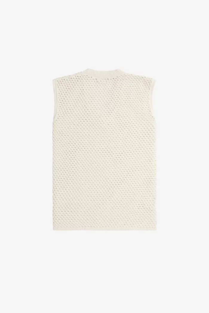 Fred Perry Lace Knit Men’s Tanks Beige | QZSET8315