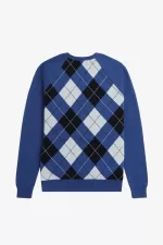 Fred Perry Lambswool Argyle V-Neck Men’s Jumper Cobalt | PVNRD7345