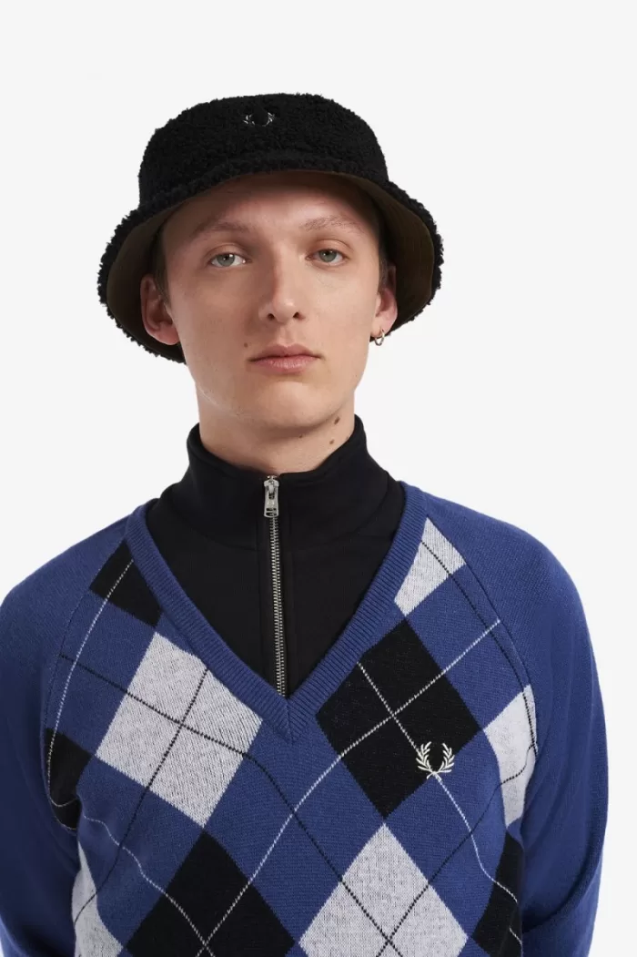 Fred Perry Lambswool Argyle V-Neck Men’s Jumper Cobalt | PVNRD7345