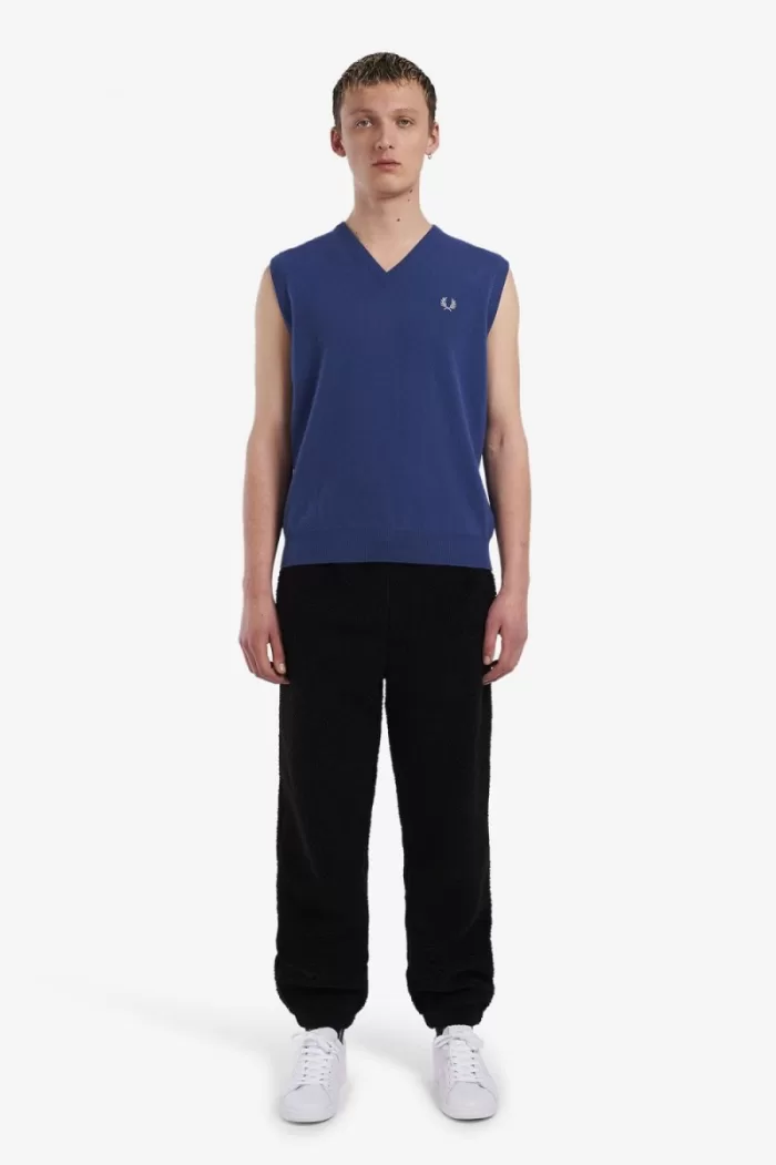 Fred Perry Lambswool Men’s Tanks Cobalt | WLCIB9523