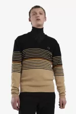 Fred Perry Lambswool Striped Men’s Jumper Khaki | EVLGH9038