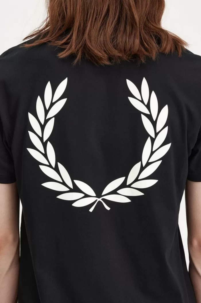 Fred Perry Laurel Wreath Graphic Men’s T-Shirt Black | QBVRC1054