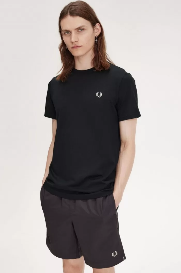 Fred Perry Laurel Wreath Graphic Men’s T-Shirt Black | QBVRC1054